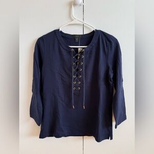 NWT J.Crew jersey with lace-up detail, navy, XS